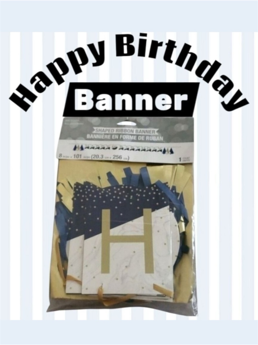 Happy Birthday shaped ribbon banner with stickers 8 inch‎ x 101 inches